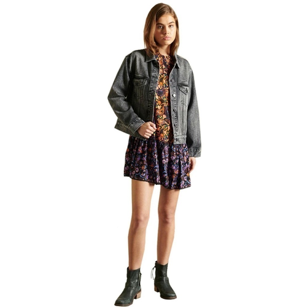 Superdry Multicolor Paisley High Neck Long Sleeve Cottagecore Boho Mini Dress - Picture 7 of 15
